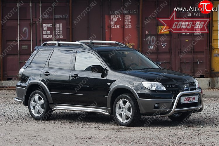 10 079 р. Защита переднего бампера Souz-96 (d60) Mitsubishi Outlander CU (2003-2009)  с доставкой в г. Пермь