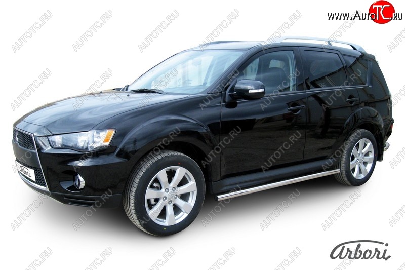 20 799 р. Защита штатных порогов Arbori (нержавейка, d57 mm). Mitsubishi Outlander XL (CW)  рестайлинг (2010-2013)  с доставкой в г. Пермь
