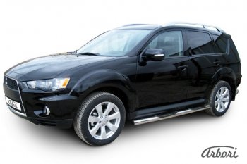 14 579 р. Защита штатных порогов Arbori (нержавейка, d76 mm). Mitsubishi Outlander XL (CW)  рестайлинг (2010-2013)  с доставкой в г. Пермь. Увеличить фотографию 2