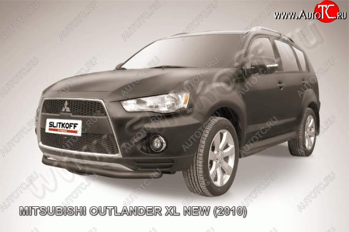 7 599 р. Защита переднего бампер Slitkoff  Mitsubishi Outlander  XL (2010-2013) (CW)  рестайлинг (Цвет: серебристый)  с доставкой в г. Пермь
