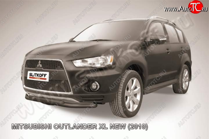 9 449 р. Защита переднего бампер Slitkoff  Mitsubishi Outlander  XL (2010-2013) (CW)  рестайлинг (Цвет: серебристый)  с доставкой в г. Пермь