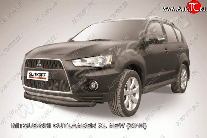 8 199 р. защита переднего бампера Slitkoff  Mitsubishi Outlander  XL (2010-2013) (CW)  рестайлинг (Цвет: серебристый)  с доставкой в г. Пермь