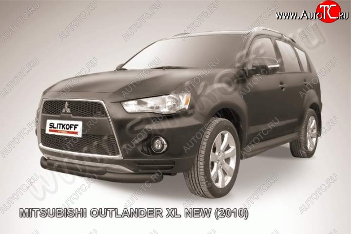 11 299 р. Защита переднего бампер Slitkoff  Mitsubishi Outlander  XL (2010-2013) (CW)  рестайлинг (Цвет: серебристый)  с доставкой в г. Пермь