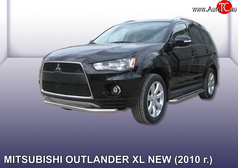 10 899 р. Одинарная защита переднего бампера из трубы диаметром 57 мм Slitkoff  Mitsubishi Outlander  XL (2010-2013) (CW)  рестайлинг (Нержавейка, Полированная)  с доставкой в г. Пермь