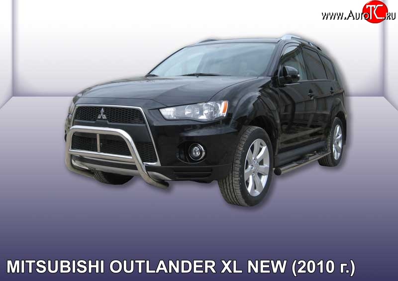 24 449 р. Усиленная защита переднего бампера из трубы диаметром 57 мм Slitkoff  Mitsubishi Outlander  XL (2010-2013) (CW)  рестайлинг (Нержавейка, Полированная)  с доставкой в г. Пермь