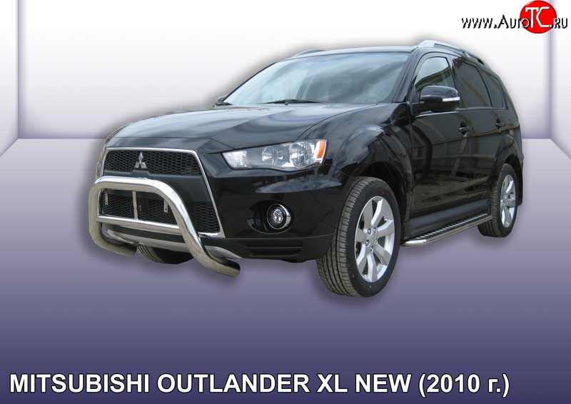 33 699 р. Усиленная защита переднего бампера из трубы диаметром 76 мм Slitkoff  Mitsubishi Outlander  XL (2010-2013) (CW)  рестайлинг (Нержавейка, Полированная)  с доставкой в г. Пермь