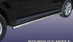 Защита порогов из круглой трубы диаметром 57 мм Slitkoff Mitsubishi Outlander  XL (2010-2013) (CW)  рестайлинг