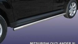 Защита порогов из круглой трубы диаметром 76 мм Slitkoff Mitsubishi Outlander  XL (2010-2013) (CW)  рестайлинг