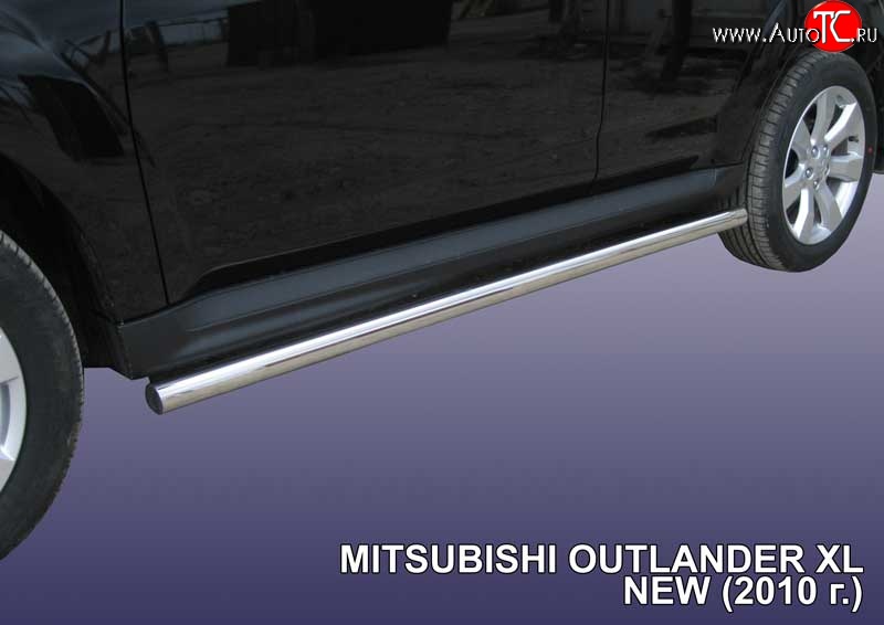 14 999 р. Защита порогов из круглой трубы диаметром 76 мм Slitkoff Mitsubishi Outlander XL (CW)  рестайлинг (2010-2013) (Нержавейка, Полированная)  с доставкой в г. Пермь