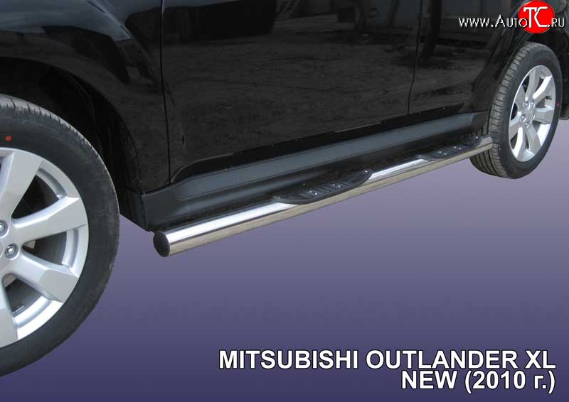 17 699 р. Защита порогов из трубы d76 мм с пластиковыми вставками для ног Slitkoff  Mitsubishi Outlander  XL (2010-2013) (CW)  рестайлинг (Нержавейка, Полированная)  с доставкой в г. Пермь