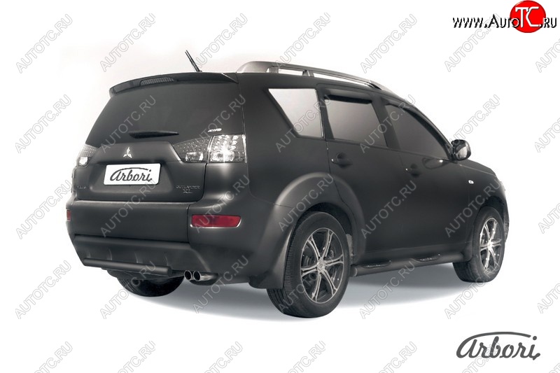 5 399 р. Защита заднего бампера Arbori (короткая, черная, 1 труба d57 mm). Mitsubishi Outlander XL (CW)  рестайлинг (2010-2013)  с доставкой в г. Пермь