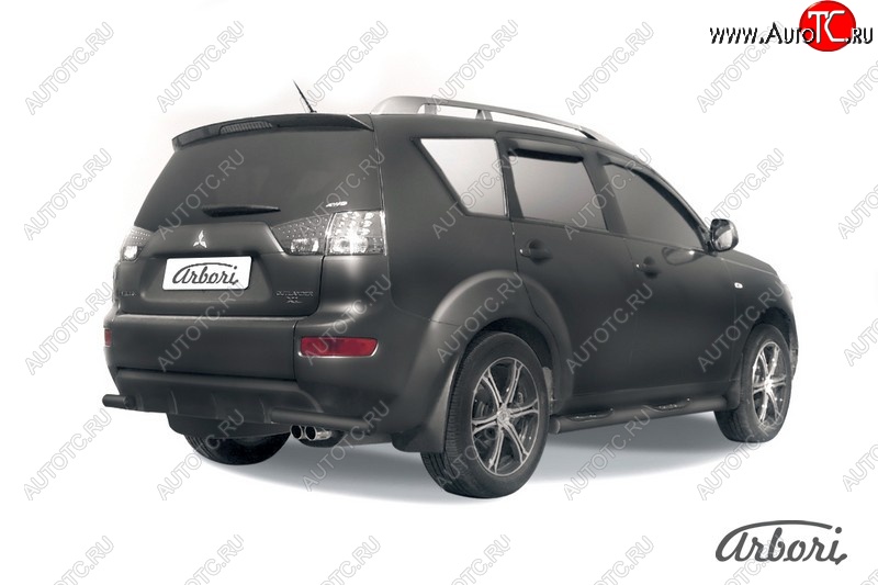 7 019 р. Защита заднего бампера Arbori (уголки, черная, 1 труба d57 mm).  Mitsubishi Outlander  XL (2010-2013) (CW)  рестайлинг  с доставкой в г. Пермь