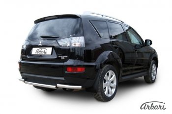 8 999 р. Защита заднего бампера Arbori (короткая, нержавейка, 1 труба d57 mm). Mitsubishi Outlander XL (CW)  рестайлинг (2010-2013)  с доставкой в г. Пермь. Увеличить фотографию 2