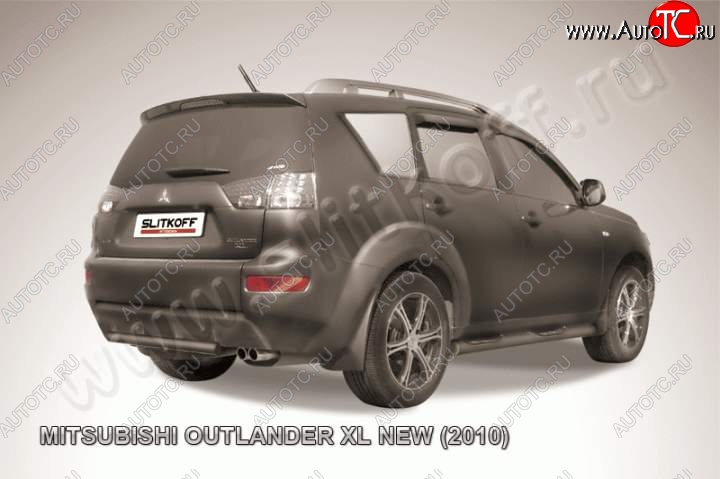 6 399 р. Защита задняя Slitkoff Mitsubishi Outlander XL (CW)  рестайлинг (2010-2013) (Цвет: серебристый)  с доставкой в г. Пермь