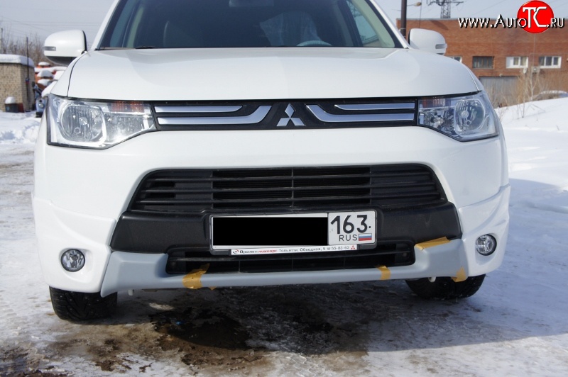 6 899 р. Накладки на передний бампер BROOMER Design (3 шт)  Mitsubishi Outlander  GF (2014-2016) 1-ый рестайлинг (Неокрашенная)  с доставкой в г. Пермь