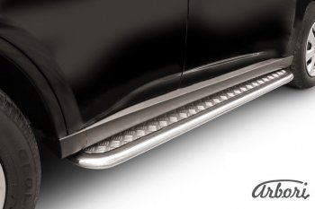 Защита штатных порогов с листом Arbori (нержавейка, алюминий, d42) Mitsubishi Outlander  GF (2012-2014) дорестайлинг