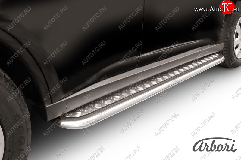 14 579 р. Защита штатных порогов с листом Arbori (нержавейка, алюминий, d42)  Mitsubishi Outlander  GF (2012-2014) дорестайлинг  с доставкой в г. Пермь