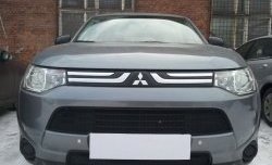4 299 р. Сетка на бампер Russtal (черная) Mitsubishi Outlander GF дорестайлинг (2012-2014)  с доставкой в г. Пермь. Увеличить фотографию 2