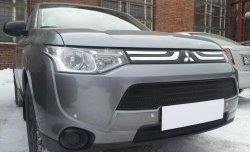 3 999 р. Сетка на бампер (рестайлинг) Russtal (черная) Mitsubishi Outlander GF дорестайлинг (2012-2014)  с доставкой в г. Пермь. Увеличить фотографию 2