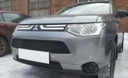 3 999 р. Сетка на бампер (рестайлинг) Russtal (черная) Mitsubishi Outlander GF дорестайлинг (2012-2014)  с доставкой в г. Пермь. Увеличить фотографию 3