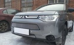 3 149 р. Сетка на бампер Russtal (хром) Mitsubishi Outlander GF дорестайлинг (2012-2014)  с доставкой в г. Пермь. Увеличить фотографию 2
