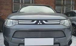2 599 р. Сетка на бампер (рестайлинг) Russtal (хром) Mitsubishi Outlander GF дорестайлинг (2012-2014)  с доставкой в г. Пермь. Увеличить фотографию 3
