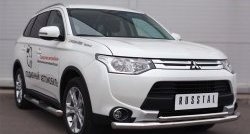 19 299 р. Защита переднего бампера (2 трубыØ63 и 42 мм, нержавейка) SLITKOFF  Mitsubishi Outlander  GF (2014-2016) 1-ый рестайлинг  с доставкой в г. Пермь. Увеличить фотографию 4