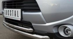 16 999 р. Защита переднего бампера (2 трубыØ63 и 42 мм, нержавейка) SLITKOFF  Mitsubishi Outlander  GF (2012-2014) дорестайлинг  с доставкой в г. Пермь. Увеличить фотографию 3