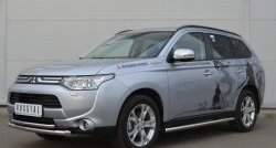 16 999 р. Защита переднего бампера (2 трубыØ63 и 42 мм, нержавейка) SLITKOFF  Mitsubishi Outlander  GF (2012-2014) дорестайлинг  с доставкой в г. Пермь. Увеличить фотографию 4