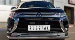 16 899 р. Защита переднего бампера (2 трубыØ63 и 42 мм, нержавейка) SLITKOFF Mitsubishi Outlander GF 2-ой рестайлинг (2015-2018)  с доставкой в г. Пермь. Увеличить фотографию 4