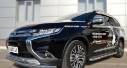 Защита переднего бампера (2 трубыØ63 и 42 мм, нержавейка) SLITKOFF Mitsubishi Outlander  GF (2015-2018) 2-ой рестайлинг