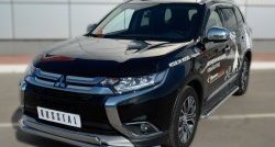 13 399 р. Защита переднего бампера (2 трубыØ75х42 и 63 мм, нержавейка) Russtal Mitsubishi Outlander GF 2-ой рестайлинг (2015-2018)  с доставкой в г. Пермь. Увеличить фотографию 4
