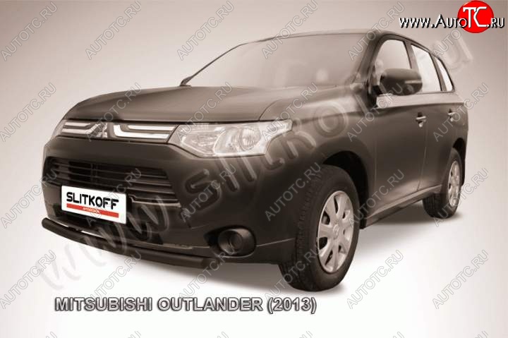 7 599 р. Защита переднего бампер Slitkoff (57 мм, короткая) Mitsubishi Outlander GF дорестайлинг (2012-2014) (Цвет: серебристый)  с доставкой в г. Пермь