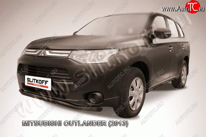 10 599 р. Защита переднего бампера Slitkoff (57мм)  Mitsubishi Outlander  GF (2012-2014) дорестайлинг (Цвет: серебристый)  с доставкой в г. Пермь