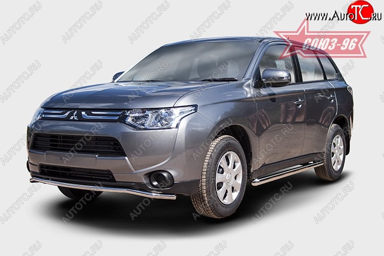 10 934 р. Защита переднего бампера диаметр трубы 42 мм Premium Souz-96 Mitsubishi Outlander GF дорестайлинг (2012-2014)  с доставкой в г. Пермь