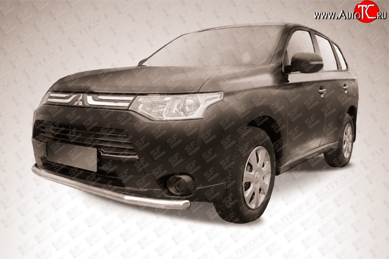 11 999 р. Защита переднего бампера из длинной трубы диаметром 57 мм Slitkoff  Mitsubishi Outlander  GF (2012-2014) дорестайлинг (Нержавейка, Полированная)  с доставкой в г. Пермь