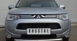 14 999 р. Одинарная защита переднего бампера диаметром 76 мм SLITKOFF Mitsubishi Outlander GF дорестайлинг (2012-2014)  с доставкой в г. Пермь. Увеличить фотографию 3