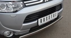 10 849 р. Защита переднего бампера (Ø75х42 мм, нержавейка) Russtal Mitsubishi Outlander GF дорестайлинг (2012-2014)  с доставкой в г. Пермь. Увеличить фотографию 2