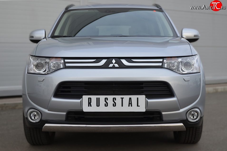 10 849 р. Защита переднего бампера (Ø75х42 мм, нержавейка) Russtal Mitsubishi Outlander GF дорестайлинг (2012-2014)  с доставкой в г. Пермь