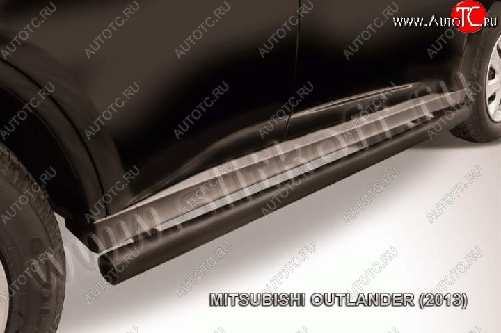 9 899 р. Защита порогов Slitkoff  Mitsubishi Outlander  GF (2012-2014) дорестайлинг (Цвет: серебристый)  с доставкой в г. Пермь