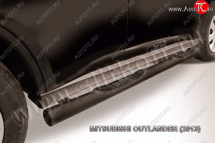 12 399 р. Защита порогов Slitkoff  Mitsubishi Outlander  GF (2012-2014) дорестайлинг (Цвет: серебристый)  с доставкой в г. Пермь