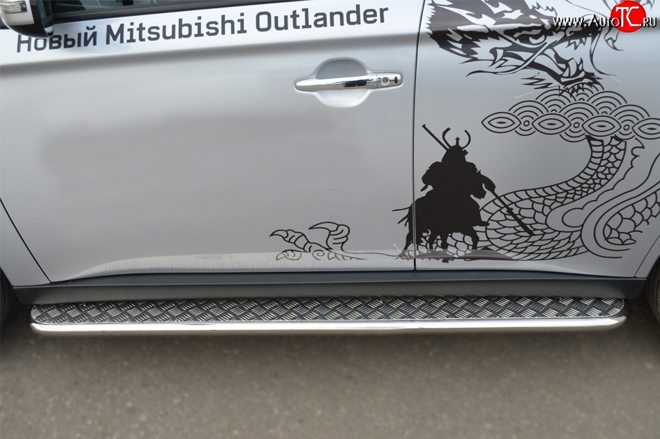 24 649 р. Широкая защита порогов SLITKOFF  Mitsubishi Outlander  GF (2012-2014) дорестайлинг  с доставкой в г. Пермь