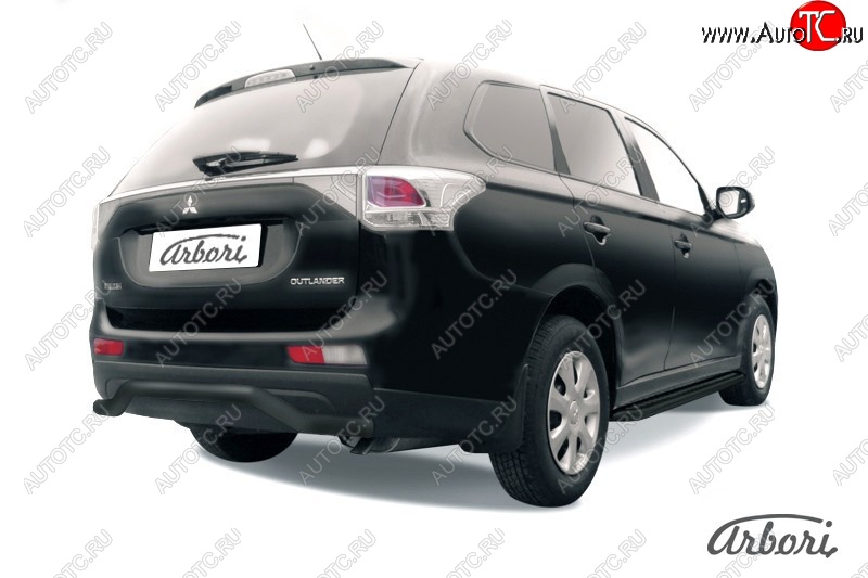 6 209 р. Защита заднего бампера Arbori (волна, черная, 1 труба d57 mm). Mitsubishi Outlander GF дорестайлинг (2012-2014)  с доставкой в г. Пермь