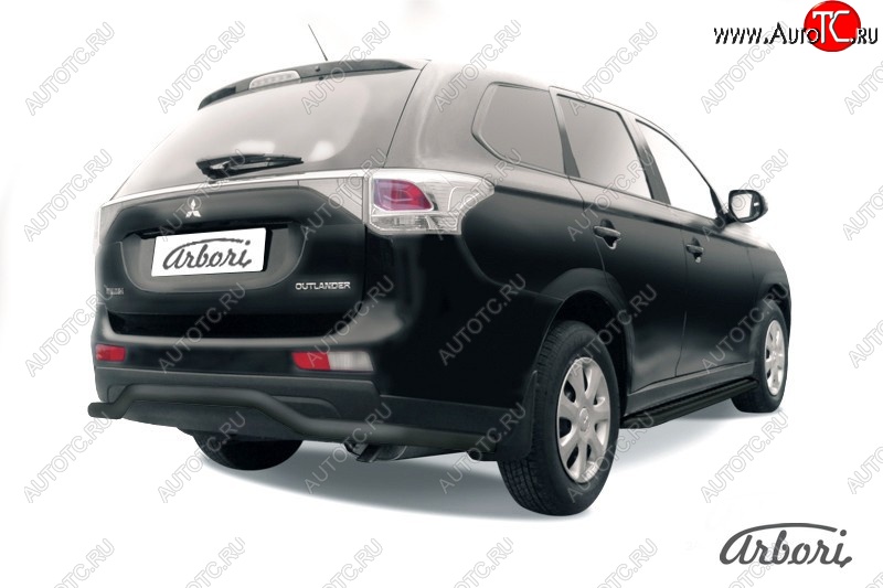6 929 р. Защита заднего бампера Arbori (длинная, черная, 1 труба d57 mm). Mitsubishi Outlander GF дорестайлинг (2012-2014)  с доставкой в г. Пермь