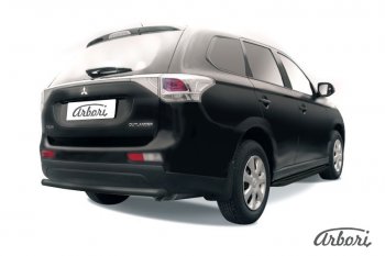 Защита заднего бампера Arbori (черная, 1 труба d57 mm). Mitsubishi Outlander  GF (2014-2016) 1-ый рестайлинг