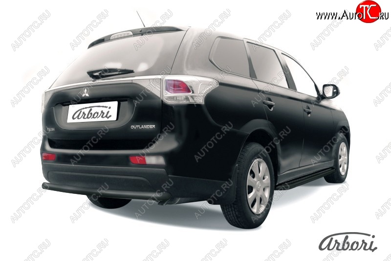 5 399 р. Защита заднего бампера Arbori (уголки, черная, 1 труба d57 mm). Mitsubishi Outlander GF дорестайлинг (2012-2014)  с доставкой в г. Пермь