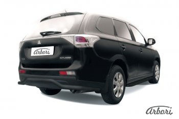 Защита заднего бампера (рестайлинг) Arbori (длиннная, черная, 1 труба d57 mm). Mitsubishi Outlander  GF (2014-2016) 1-ый рестайлинг