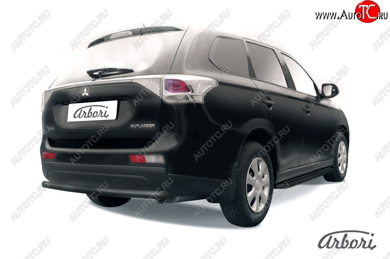 4 679 р. Защита заднего бампера Arbori (черная, 1 труба d57 mm).  Mitsubishi Outlander  GF (2014-2016) 1-ый рестайлинг  с доставкой в г. Пермь