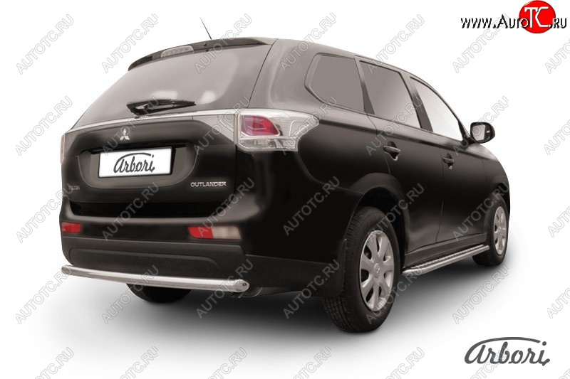 8 909 р. Защита заднего бампера Arbori (нержавейка, 1 труба d57 mm). Mitsubishi Outlander GF дорестайлинг (2012-2014)  с доставкой в г. Пермь