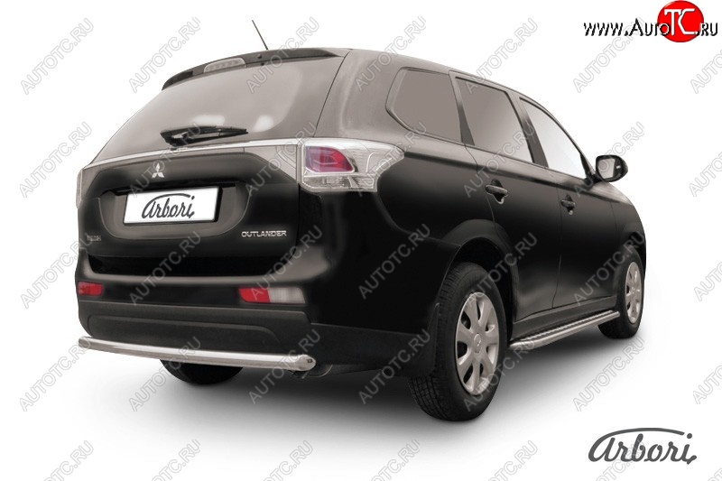 8 909 р. Защита заднего бампера (рестайлинг) Arbori (нержавейка, 1 труба d57 mm).  Mitsubishi Outlander  GF (2014-2016) 1-ый рестайлинг  с доставкой в г. Пермь